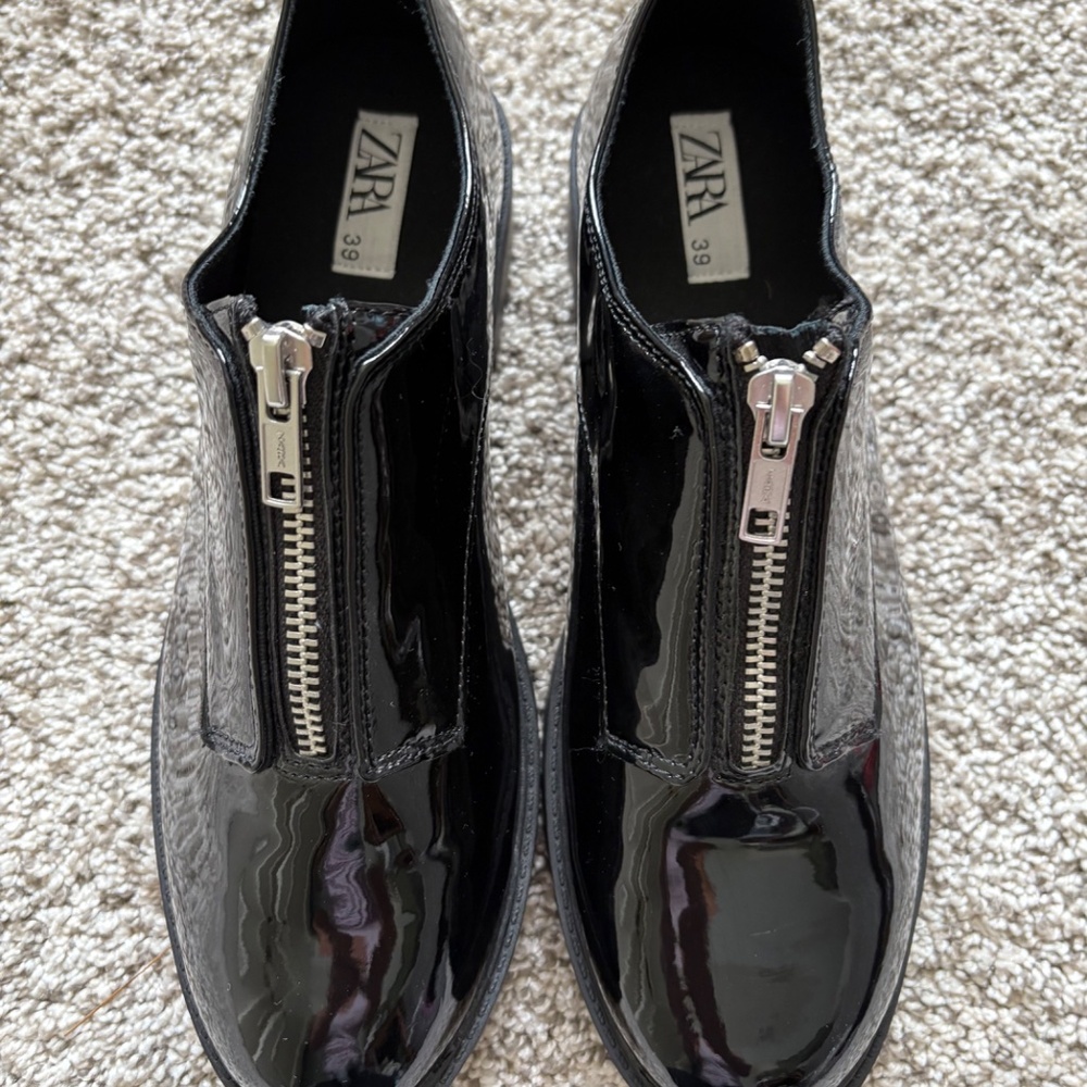 ZARA Women's Slip-On Zipper Shoes - Size 39 US 5-5.5